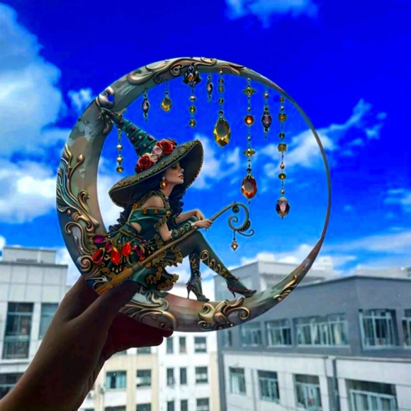 Enamel printed witch cottage core sun catcher dial gemstone hat women's decor - Picture 1 of 7